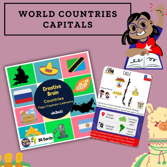 World Country Flag Flashcards for Kids - Chile Flashcard