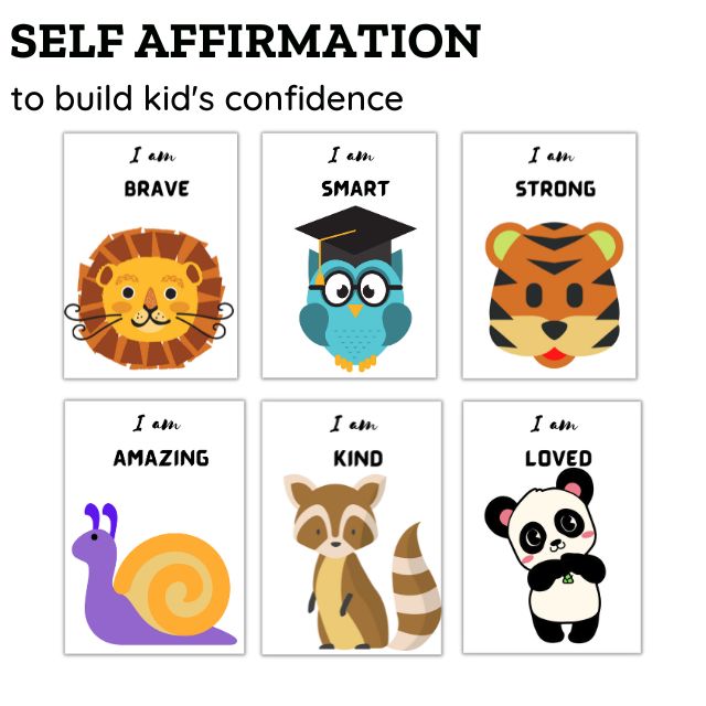 Empowering Self Affirmations for kids to boost children’s confidence.