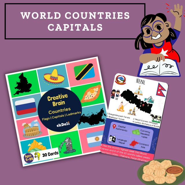 World Flags Flash Cards for kids - Nepal
