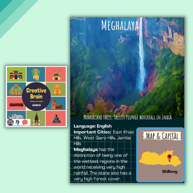 India States and Capitals Flash Card - Meghalaya