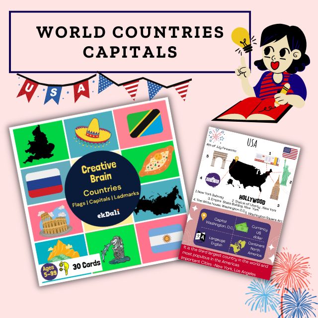USA country facts for Kids with Flash cards