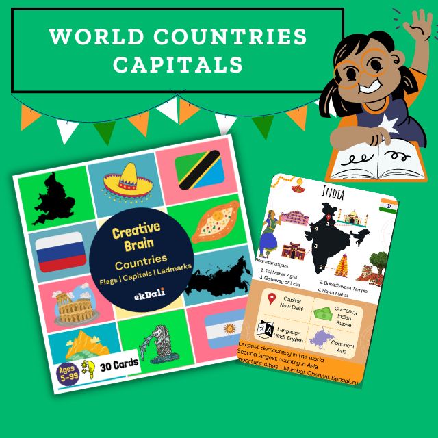 country flag flash cards for kids - India Cool Facts