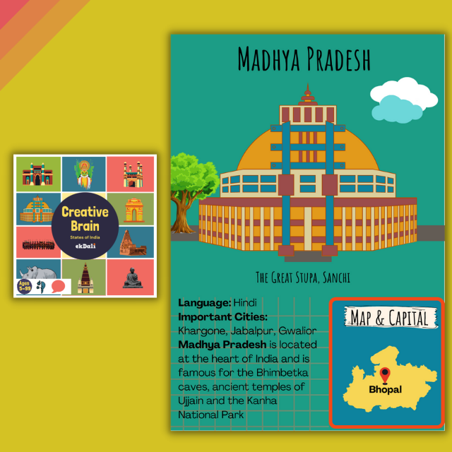 Indian State And Capital Facts Flash Cards - Madhya Pradesh