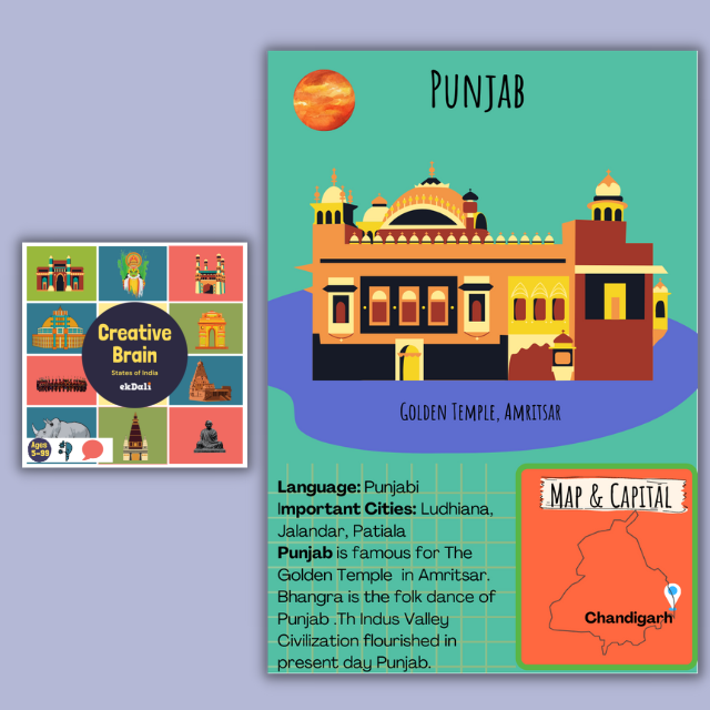 India State and Capital Flash Card - Punjab