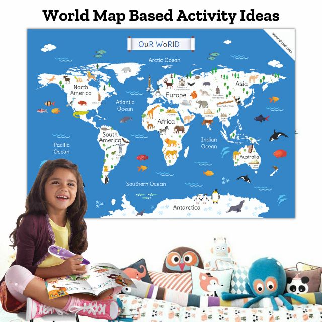 5 Activity ideas based on world map for 6 to 8 year old kids