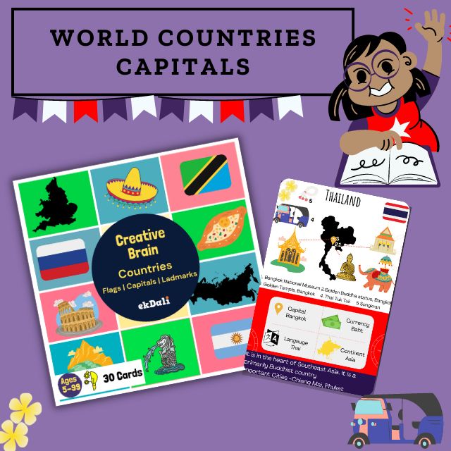 World Countries flag flash cards for kids - Thailand
