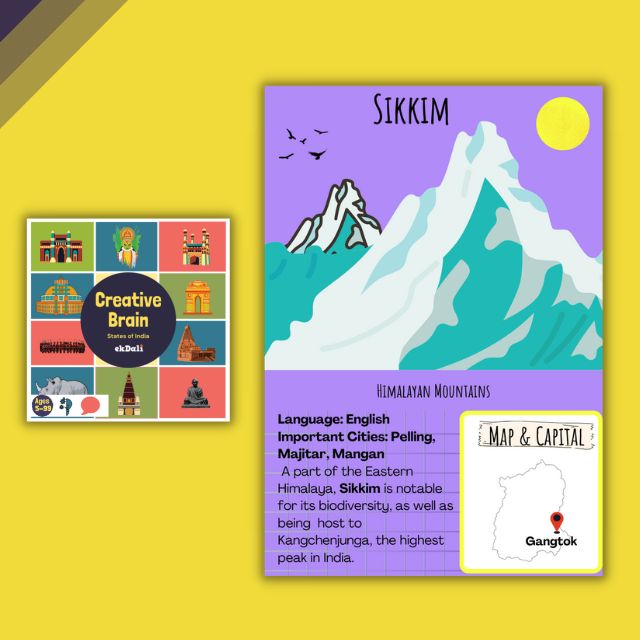 India Flashcards for Kids States  - Sikkim