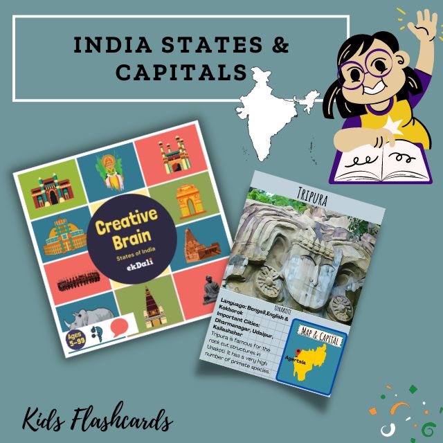 India Flashcards for Kids- One Flashcard for one State  - Tripura India Flashcards for Kids- One Flashcard for one State  - Tripura