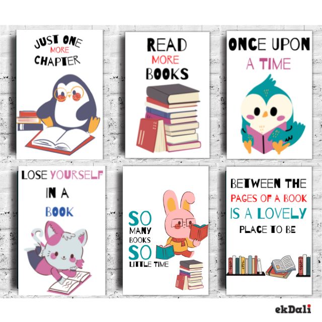 Kids Book Quotes Posters for Study Room, book shelf library, classroom