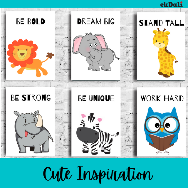 Animal Prints Motivational Message for Nursery ( Set of 6)