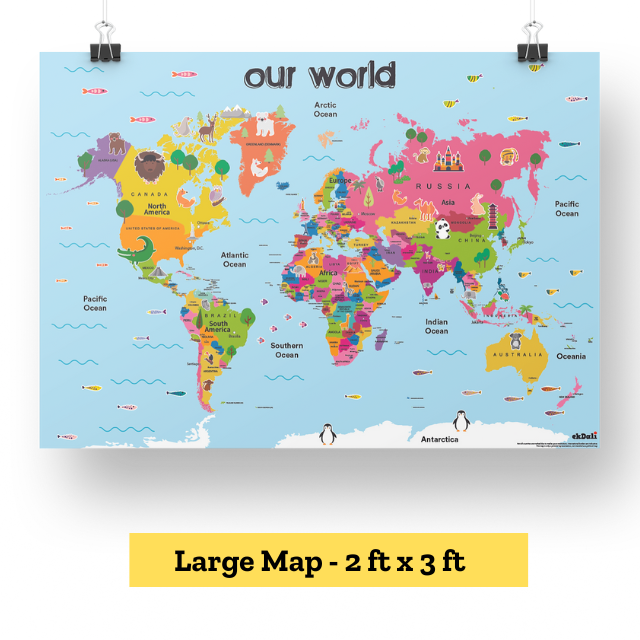 World map country and capitals on a Map