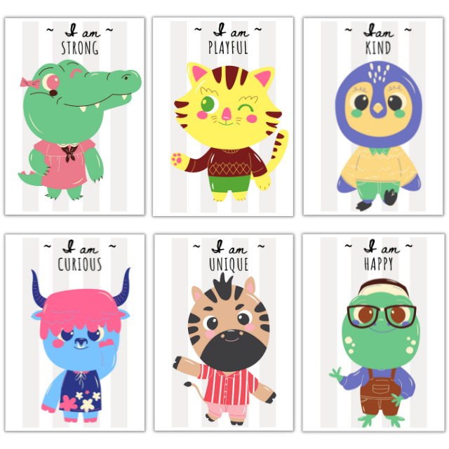 Affirmation cards and posters for young kids