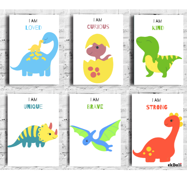 Dinosaur Wall Art Posters, dinosaur affirmation posters