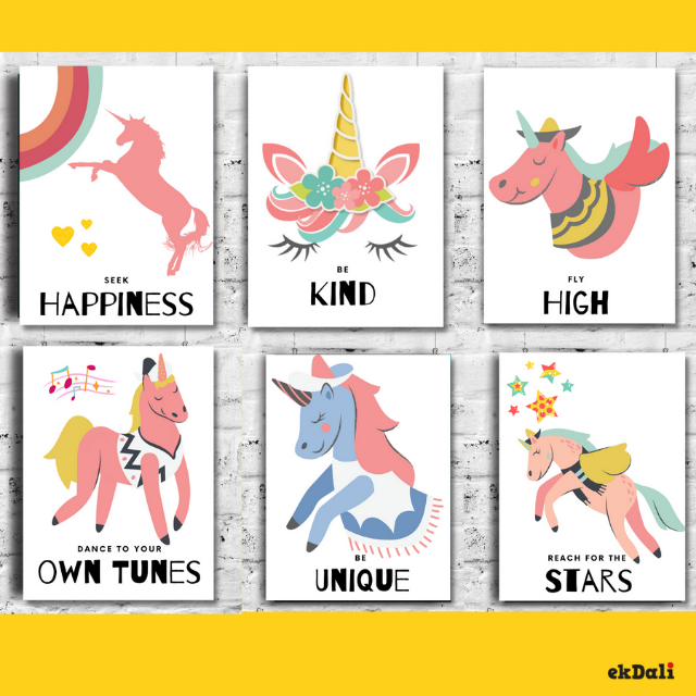 Funky Unicorn Motivational Wall Art Wall Decor Posters