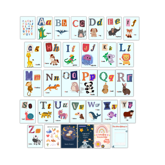 Learn ABCD posters, Alphabets charts for kids room