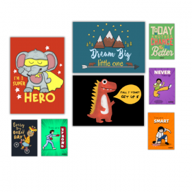 Motivational Colourful Wall Posters for Boys room with Super hero Message