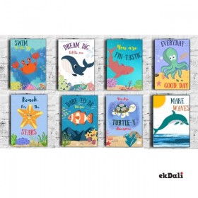 Ocean Theme Posters For Kids Room - Set of 8